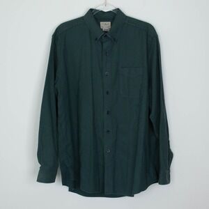 LL‎ Bean Mens Long Sleeve Plaid Flannel Shirt Traditional Fit Size L Green Chore